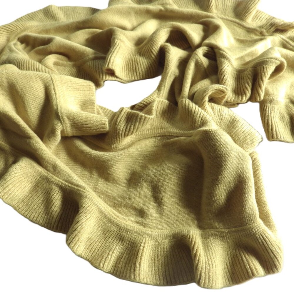 Ruffled Knit Scarf/ Collectioneighteen/ Kiwi Green